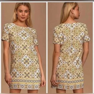 Lulu's Dandy Lion Yellow Mosaic Print Dress